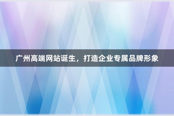 广州高端网站诞生,打造企业专属品牌形象